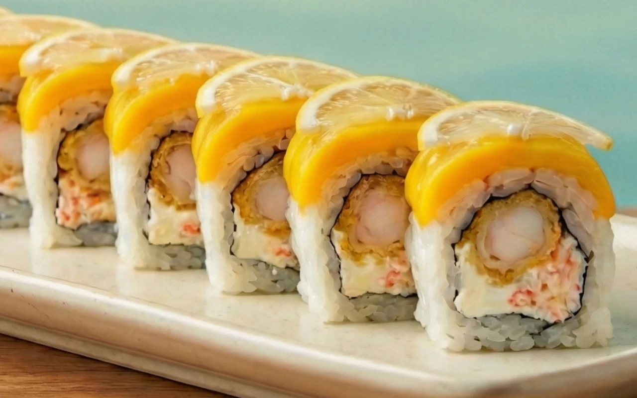 Citrus Mango Dream with mango, lemon, shrimp tempura and crab